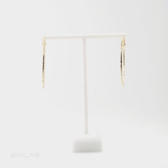Large Textured Lightweight Gold Toned Hoop Earrings - Picture 4 of 4